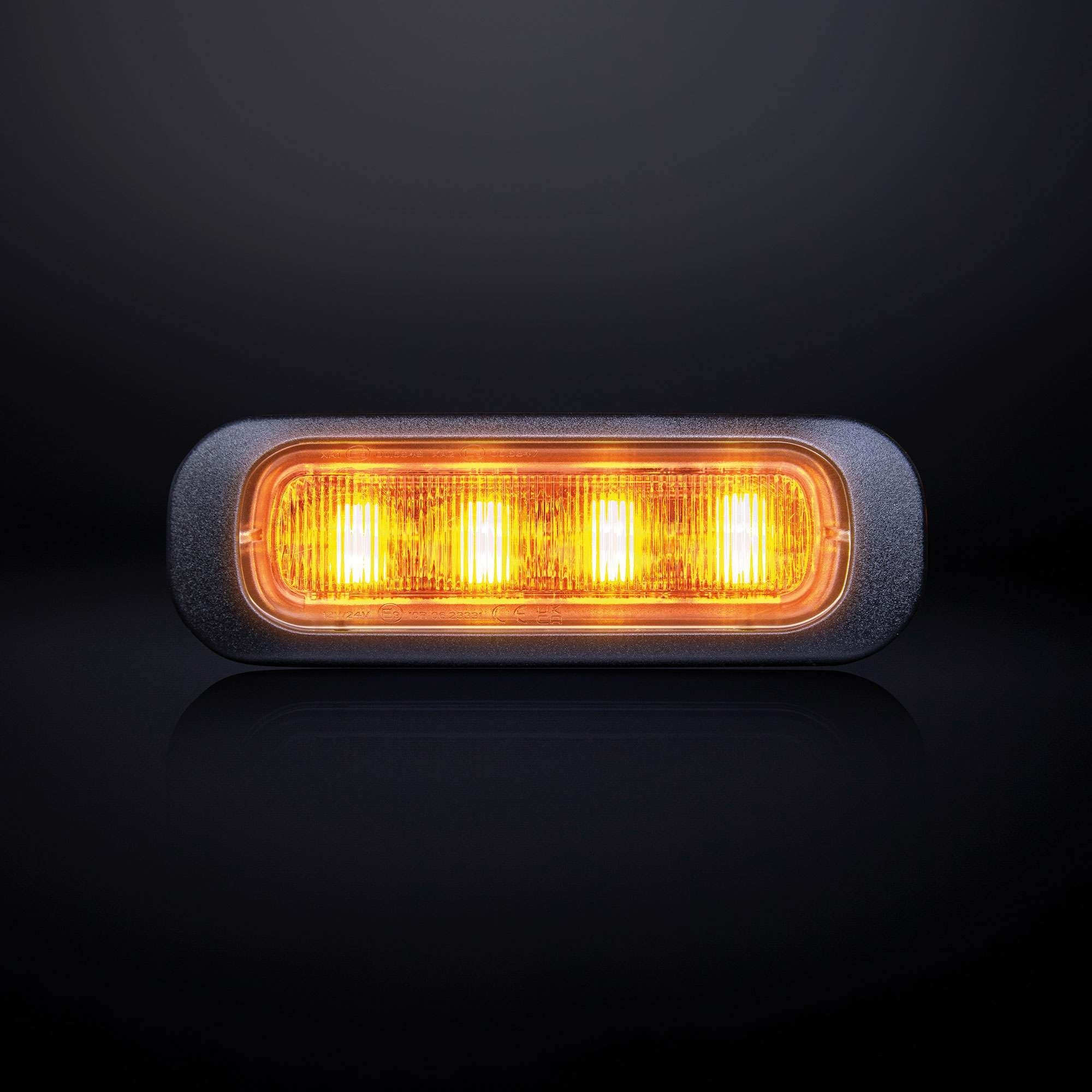 Strands Dark Knight Directional Warning Light Amber 4 Led Clear Glass