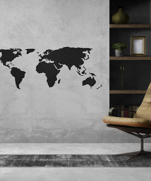 Casa Sentir Wanddecoratie - Wereldkaart - Zwart