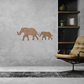 Casa Sentir Wanddecoratie - Olifant met jong - Naturel