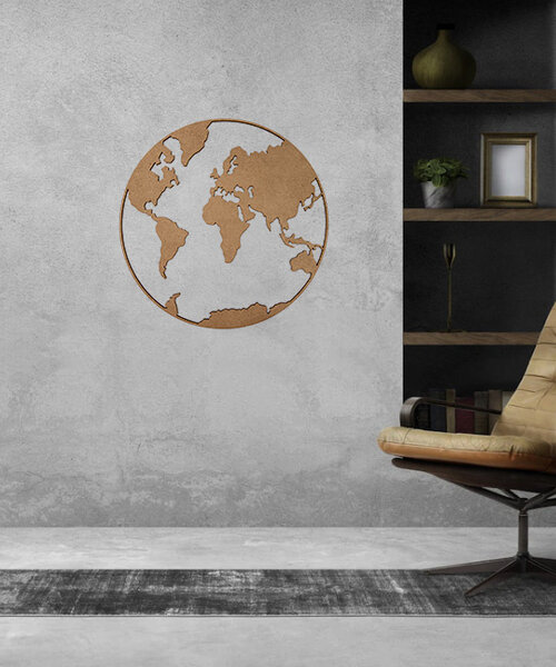 Casa Sentir Wanddecoratie - Wereldbol - Naturel