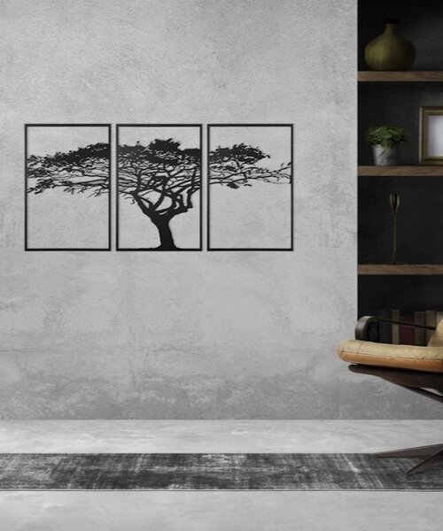 Casa Sentir Wanddecoratie - Drieluik Levensboom  - Zwart