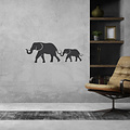 Casa Sentir Wanddecoratie - Olifant met jong  - Zwart