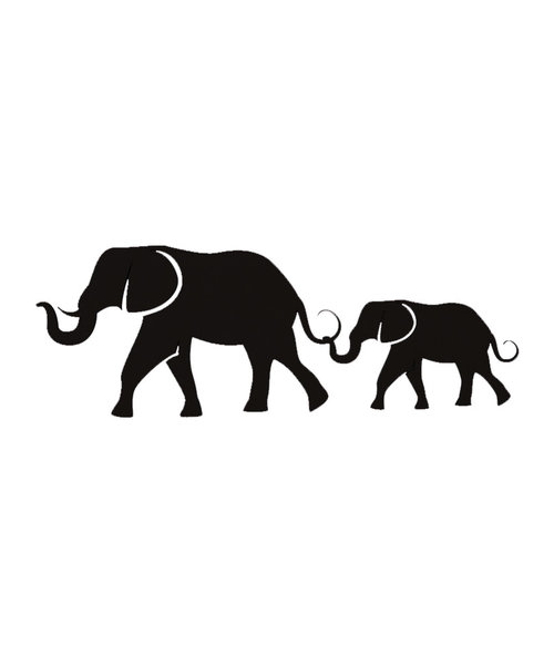 Casa Sentir Wanddecoratie - Olifant met jong  - Zwart