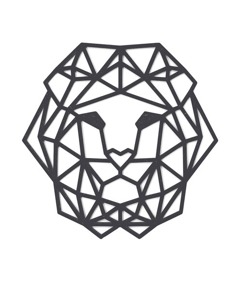Casa Sentir Wanddecoratie - Geometrische Leeuw - Zwart