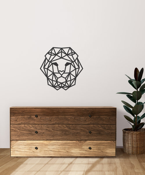 Casa Sentir Wanddecoratie - Geometrische Leeuw - Zwart