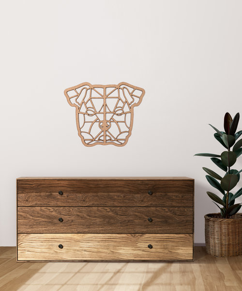 Casa Sentir Wanddecoratie - Geometrische Engelse Bulldog - Naturel