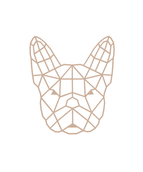 Casa Sentir Wanddecoratie - Geometrische Franse Bulldog - Naturel