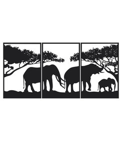 Wanddecoratie - Drieluik Afrika - Zwart