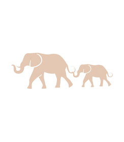 Wanddecoratie - Olifant met jong - Naturel