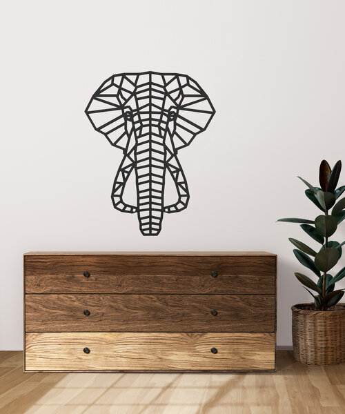 Casa Sentir Wanddecoratie - Geometrische Olifant - Zwart