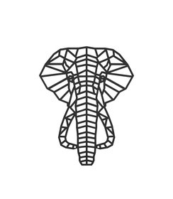 Wanddecoratie - Geometrische Olifant - Zwart