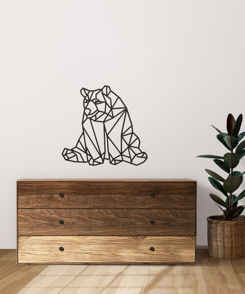 Casa Sentir Wanddecoratie - Geometrische luie beer - Zwart