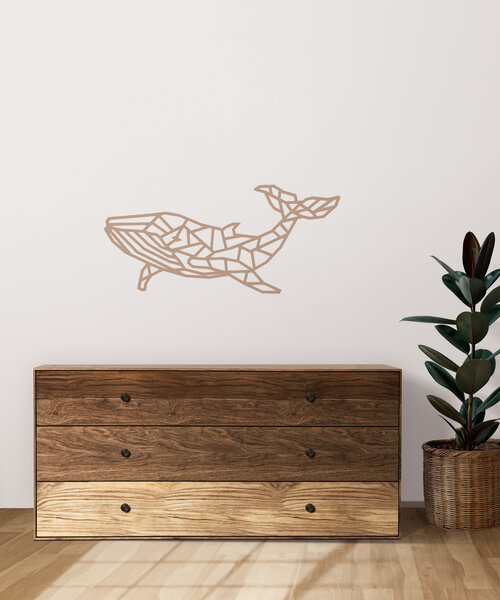 Casa Sentir Wanddecoratie - Geometrische walvis - Naturel