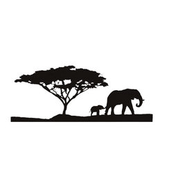 Wanddecoratie - Olifant boom - Zwart