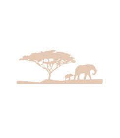 Wanddecoratie - Olifant Boom - Naturel