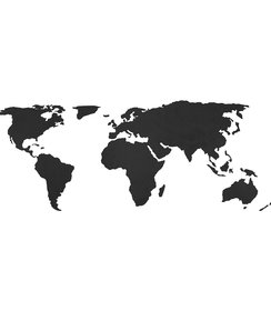 Wanddecoratie - Wereldkaart - Zwart
