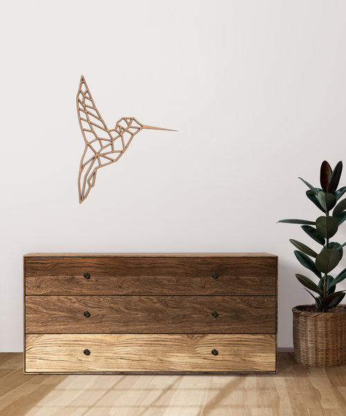 Casa Sentir Wanddecoratie - Geometrische Kolibrie - Naturel