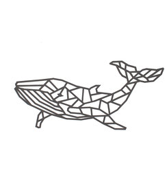 Wanddecoratie - Geometrische walvis - Zwart