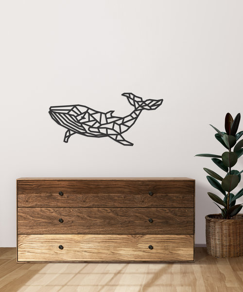 Casa Sentir Wanddecoratie - Geometrische walvis Zwart