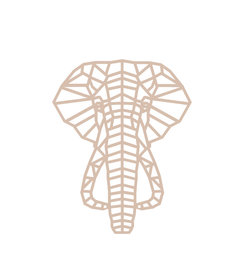 Wanddecoratie - Geometrische Olifant - Naturel