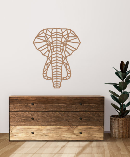 Casa Sentir Wanddecoratie - Geometrische Olifant - Naturel