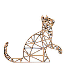 Wanddecoratie- Geometrische kat - Naturel