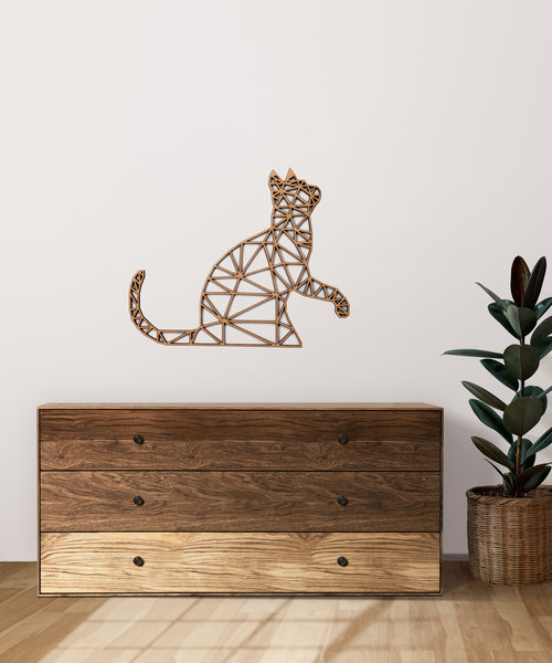 Casa Sentir Wanddecoratie- Geometrische kat - Naturel