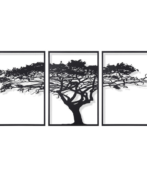 Casa Sentir Wanddecoratie - Drieluik Levensboom  - Zwart