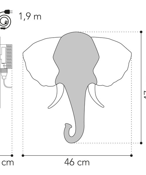 Van Tjalle en Jasper Dieren muurlamp - Olifant