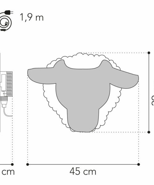 Van Tjalle en Jasper Dieren muurlamp - Schaap