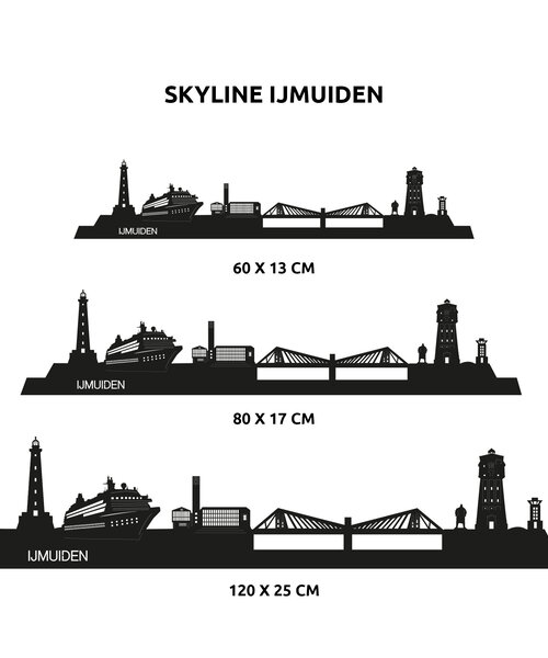 Casa Sentir Wandecoratie - Skyline IJmuiden - Zwart