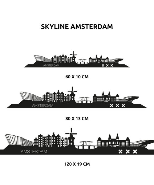 Casa Sentir Wandecoratie - Skyline Amsterdam - Zwart