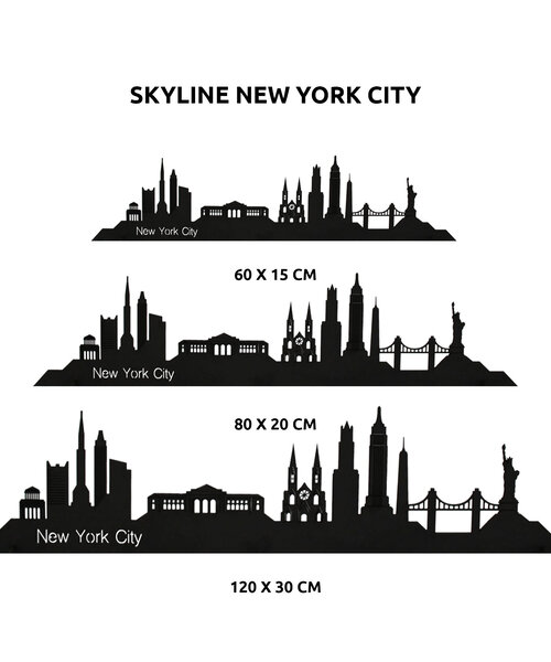 Casa Sentir Wanddecoratie - Skyline New York City - Zwart