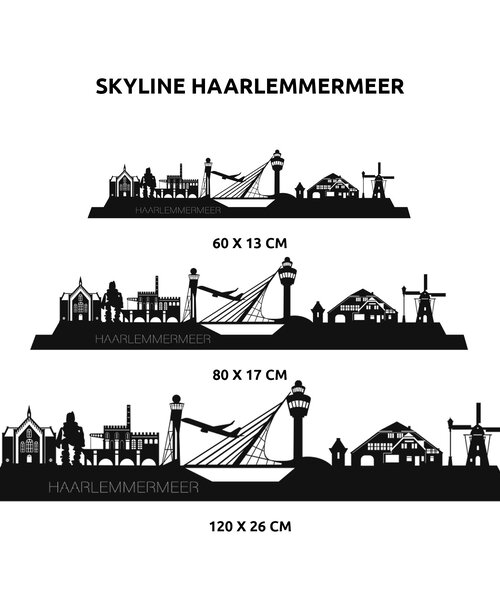 Casa Sentir Wandecoratie - Skyline Haarlemmermeer - Zwart