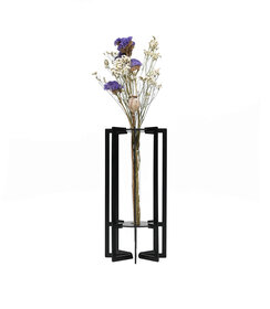 Bloemvaas - Square met droogbloemen - Zwart