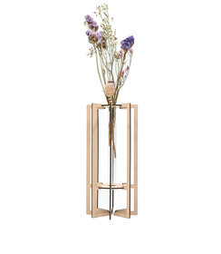 Bloemvaas - Square met droogbloemen - Naturel