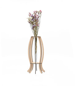 Bloemvaas - Wave met droogbloemen - Naturel