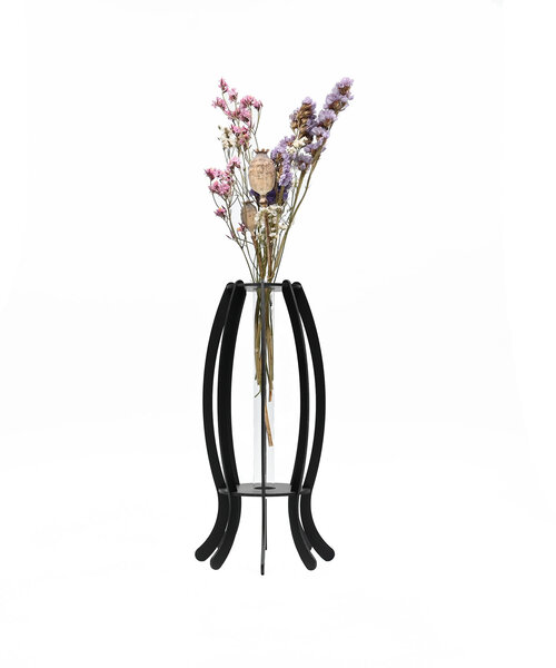 Casa Sentir Bloemvaas  - Wave met droogbloemen - Zwart