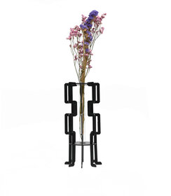 Bloemvaas - Gulf met droogbloemen - Zwart
