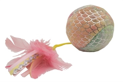 Happy pet mermaid bal groot met veren roze