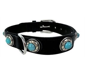 Sazzz halsband hond adventure stone classic leer zwart Sazzz halsband hond adventure stone classic leer zwart