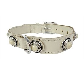 Sazzz halsband hond adventure stone classic leer creme Sazzz halsband hond adventure stone classic leer creme