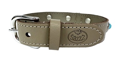 Sazzz halsband hond adventure stone classic leer taupe Sazzz halsband hond adventure stone classic leer taupe
