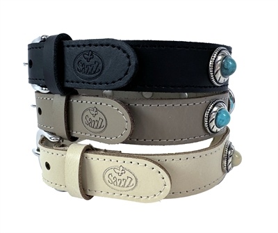Sazzz halsband hond adventure stone classic leer taupe Sazzz halsband hond adventure stone classic leer taupe