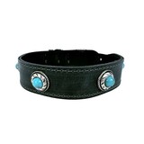 Sazzz halsband hond boho treasure stone vintage leer antraciet Sazzz halsband hond boho treasure stone vintage leer antraciet
