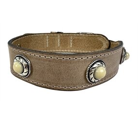 Sazzz halsband hond boho treasure stone vintage leer beige Sazzz halsband hond boho treasure stone vintage leer beige