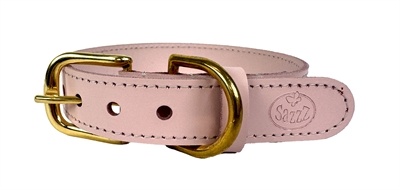 Halsband hond | Verstelbaar | Licht roze | Leer | Sazzz