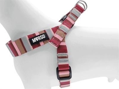 Morso Morso mini hondentuig verstelbaar gerecycled skyline rood / roze Morso Morso mini hondentuig verstelbaar gerecycled skyline rood / roze