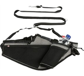 Trixie Trixie joggingriem met lijn grijs / zwart