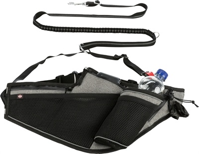 Trixie Trixie joggingriem met lijn grijs / zwart